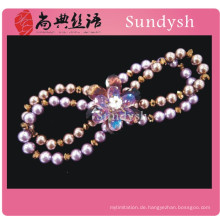 Antike Chunky Faux Perle Blume Mode lila handgemachte Perlen Edelstein Naturstein Stretch Armbänder Kristall Großhandel